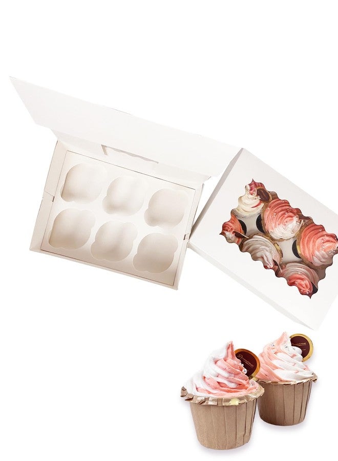Bakepacker Auto-pop up 6 Cupcake Boxes with Window 20 Count White Box 9.4 x 6.1 x 3 inch Cupcake Carrier - Image 3